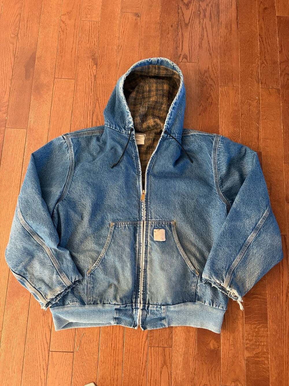 Carhartt J139 DST Denim Hooded Jacket with Blanket Li… - Gem